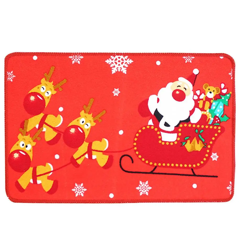 Christmas Carpet Merry Christmas Decoration Doormat Santa Claus Printing Floor Mat Non-slip Mat Christmas Home Decoration@25