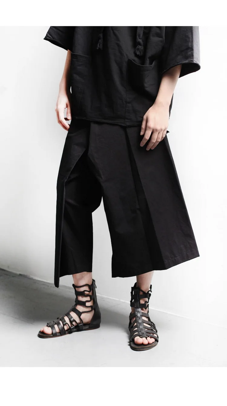 Оригинальные дизайнерские мужские свободные однотонные брюки Yamamoto dark Yoji укороченные повседневные с