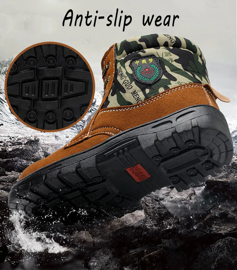 Winter Labor Protection Cotton Shoes Men High Help Cold Anti-slip Steel Bag Head Anti-smashing Anti-piercing Work Safety Shoes