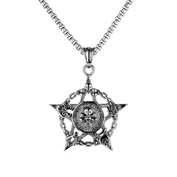 

XUKIM Retro skull all-match hexagram stainless steel men's pendant