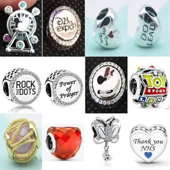 

2020 NEW 100% 925 Sterling Silver D23 Cute Animal Heart Shaped Charm Fit DIY Women Bracelet Fashion Original Jewelry Gift