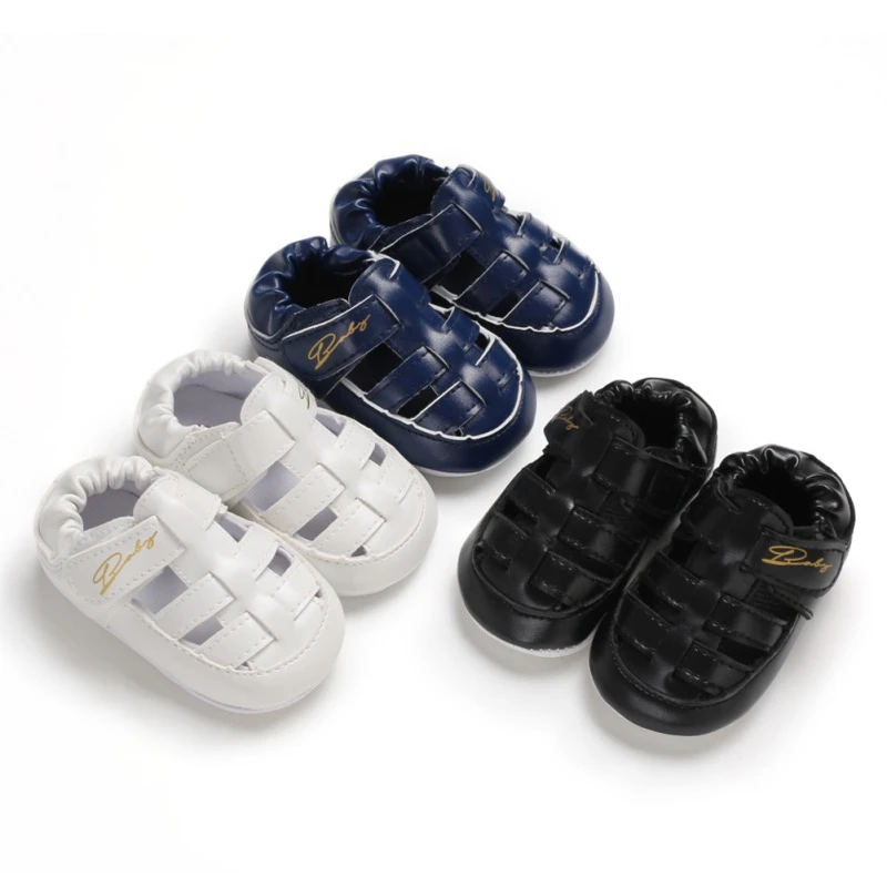 

Summer Baby Boys Breathable Pu leather Anti-Slip Hollow Design Shoes Toddler Soft Soled First Walkers 0-18M2