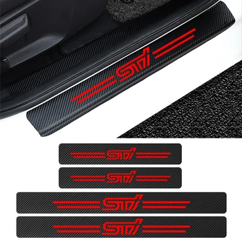 

4pcs Decoration Scuff Plate Door Sill Carbon Fibre Sticker Car Accessories For Subaru STI Impreza Forester Tribeca XV BRZ