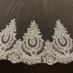 Real Photos Tulle Applique Cathedral Wedding Bride Veil White Ivory White Veil Hand Stitched Metal Comb