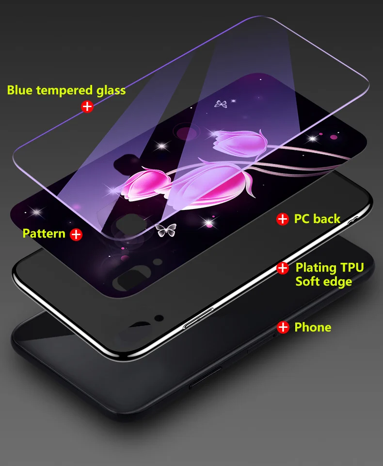 Для samsung Galaxy A10 A10s SM-A105F SM-A107F SM A105F A107F стеклянные Чехлы покрытие синий свет тюльпан Роскошный чехол Fundas Coque 6,2"