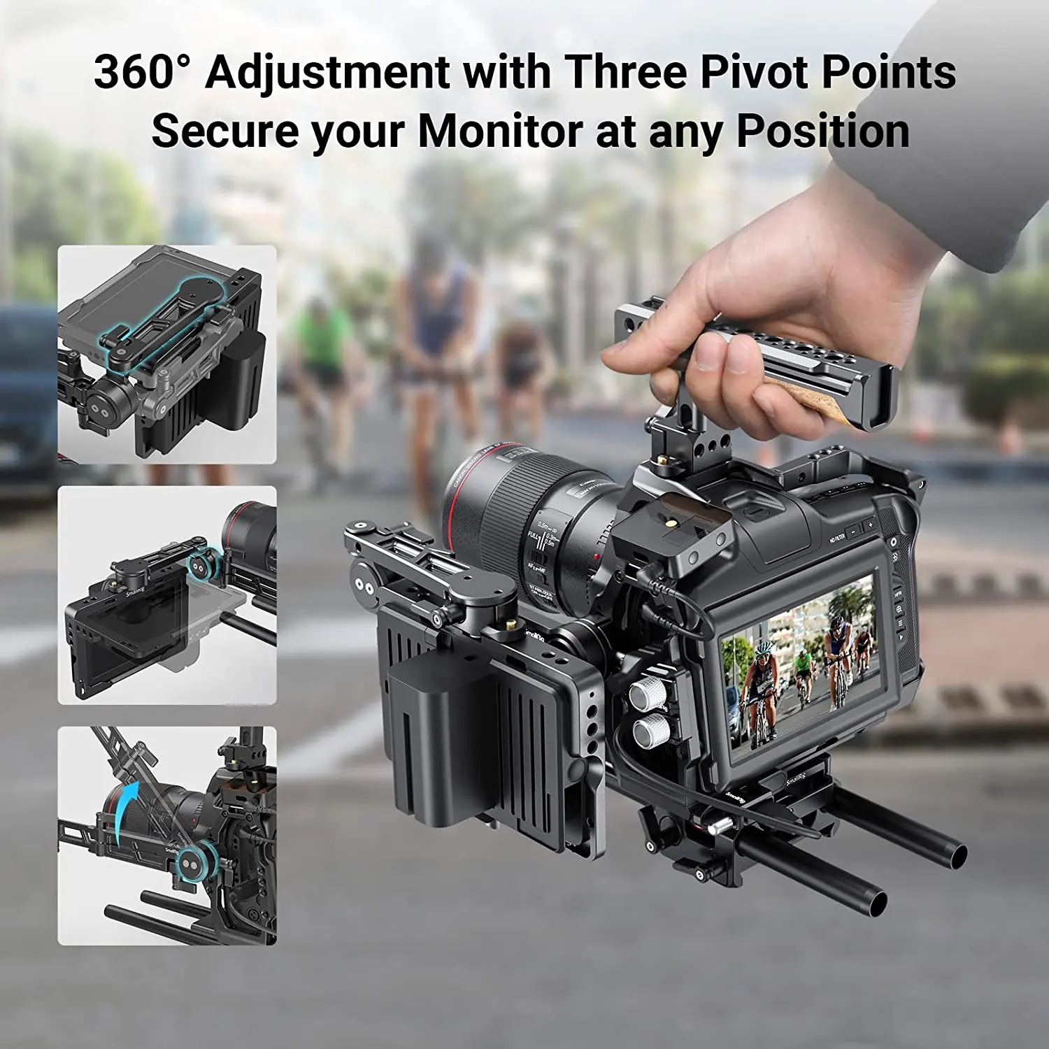 NATO 클램프가 있는 SmallRig 조정 가능한 EVF 마운트는 캐논 유니버설 카메라 액세서리 MD3507용 니콘용 용 모니터를 지원합니다.