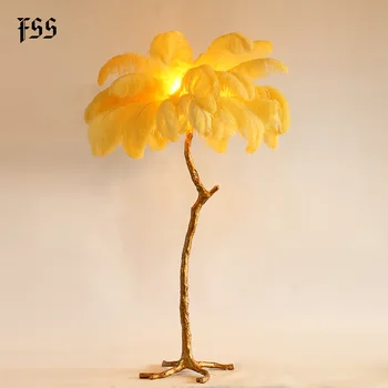 

Fss Feather Floor Lamps Gold Copper Led Lamp High Grade Stand Light Floor Lamps For Living Room Bedroom Lamp