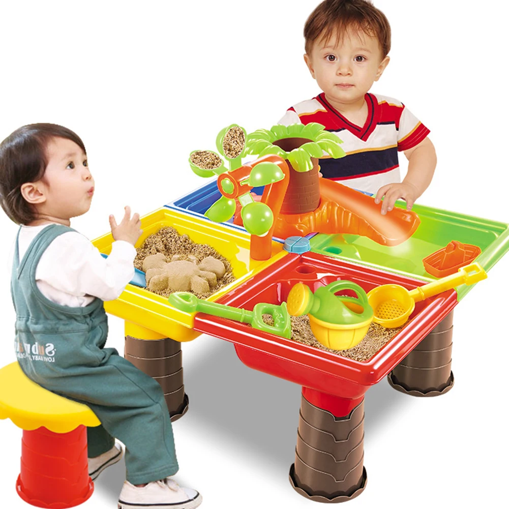  Bucket Kids Beach Toy Set Digging Pit Desk Summer Sandglass Play For Children Water Sand Table Seas