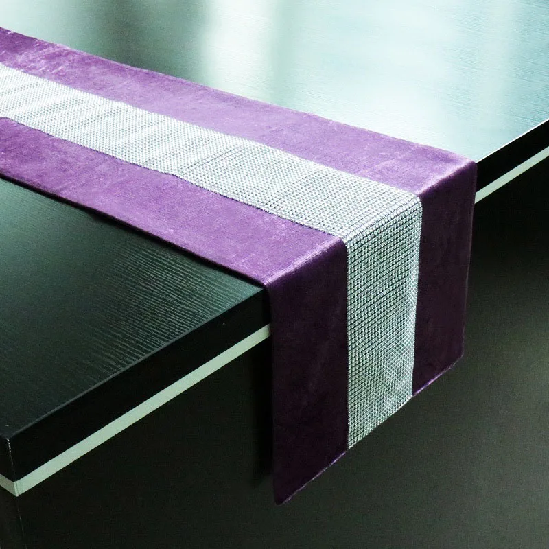 purple Домашние Роскошные фланелевые Стразы со стразами, настольный бегун, чайные Бегуны для свадьбы, Рождества, Нового года, банкета, подарки на праздник - Цвет: purple