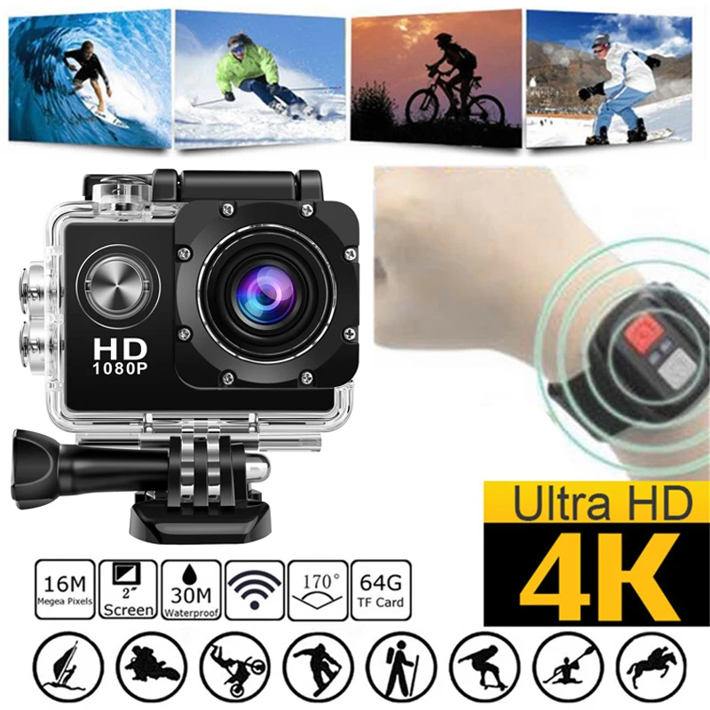 New Waterproof Mini Action Camera 4K/30fps 2.0-inch Screen Full HD 1080P Helmet Mini Sport Camera Video Underwater Go Camera Pro - ANKUX Tech Co., Ltd