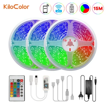 

Led Strip Light SMD 2835 WiFi Controller + 24-Key IR Controller Waterproof 15M Mobile APP Control