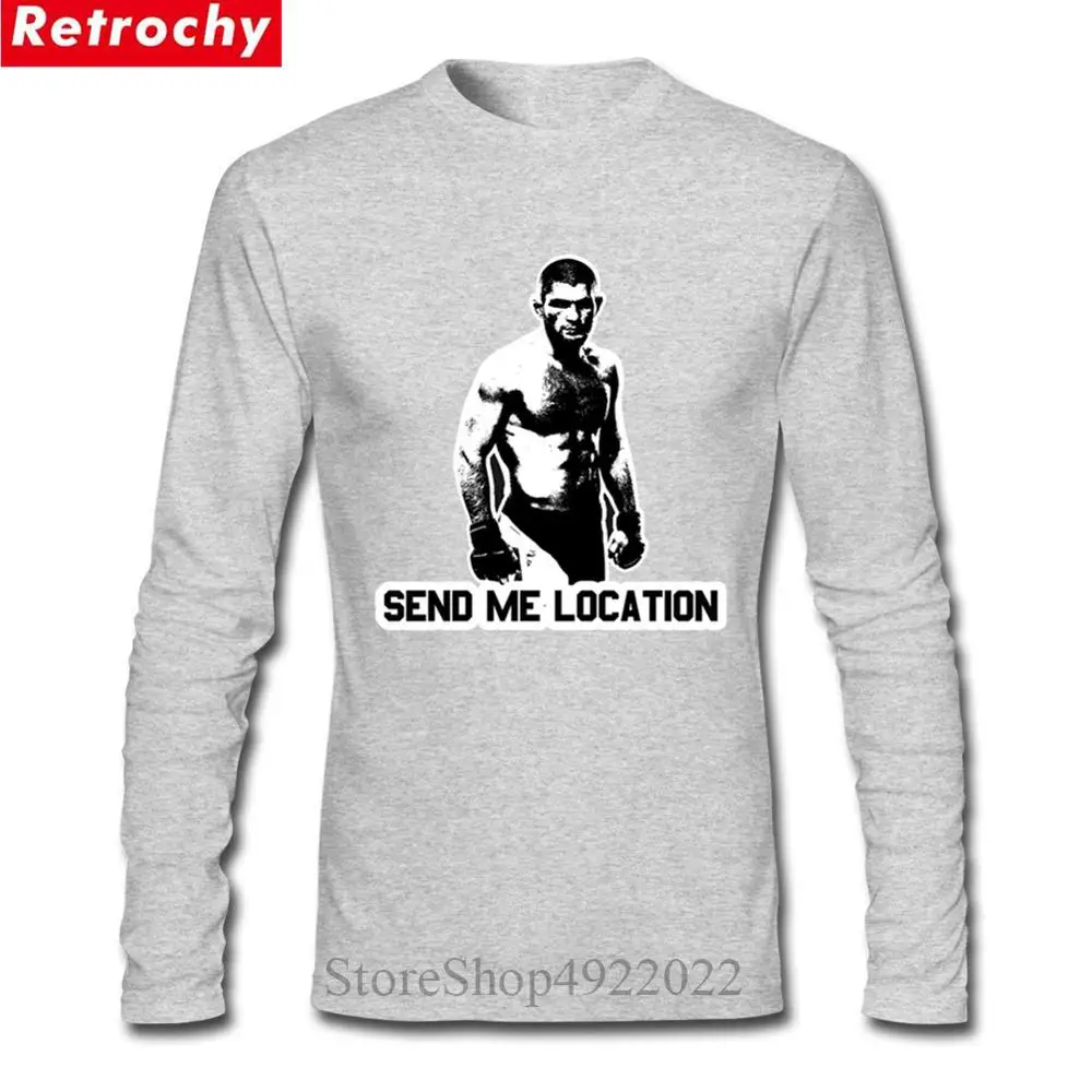 

Khabib Nurmagomedov Send Me Location T Shirt Men's MMA 229 Khabib Time Tops Russian Hero T-Shirt UFC Round Neck 100% Cotton Tees