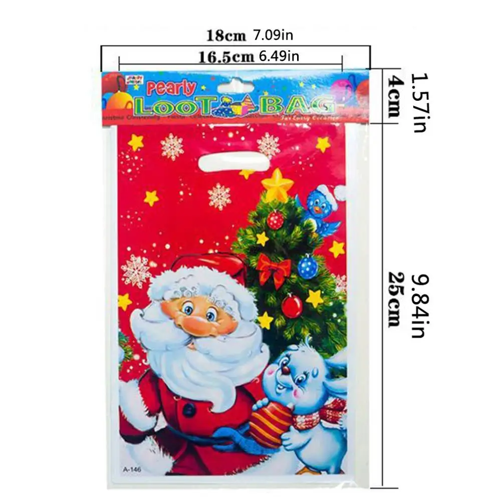 

10pcs/set Christmas Gift Bag PVC Disposable Tote Christmas Candy Gift Bag 10 Pack Multi-type Patterns Colorful Creative