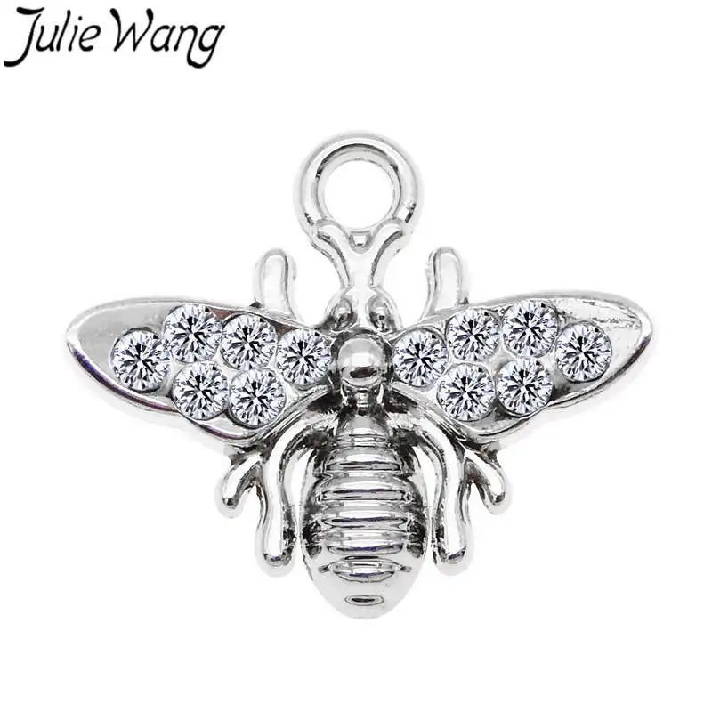 Julie Wang 6 шт. Подвески в виде пчелы сплав насекомые разы Золотой Серебряный цвет