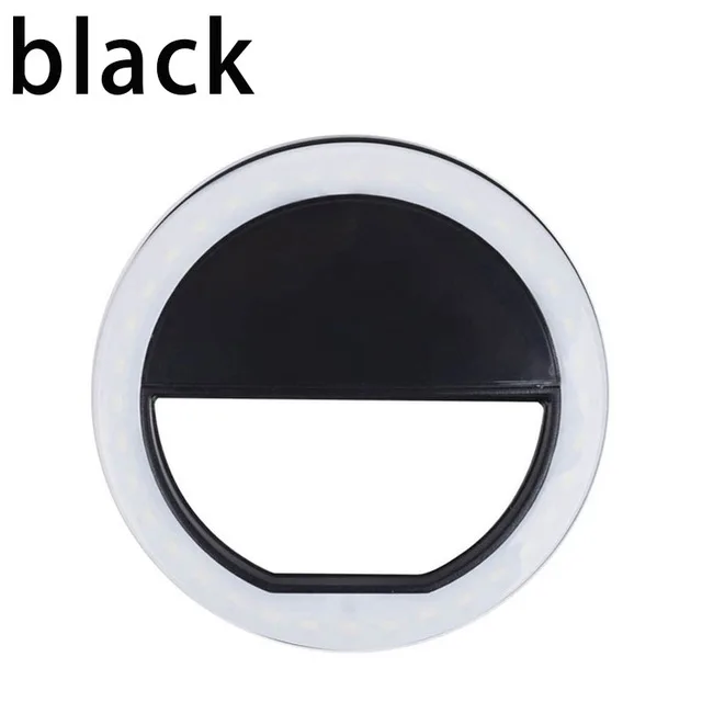 Black without Mirror Светодиодный светильник для мобильного телефона с кольцом для селфи, артефакт, студийное кольцо для студийной съемки, светящаяся вспышка для всех смартфонов - Цвет: Black without Mirror