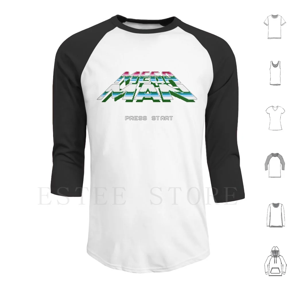 Megaman Title Screen Felpa Con Cappuccio Manica Lunga Megaman Rockman 8Bit 8B 1980S 80S Egihties Videogiochi Classici Sprites Per L'Infanzia