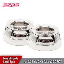 Автомобильный Стайлинг светодиодный фонарь для бега ангельские глазки Биксеноновые линзы для проектора Серебристые кожухи для Koito q5 Hella 3r 5 WST DIY Retrofit Hood Mask