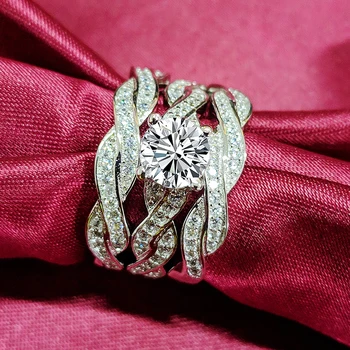 

925 sterling silver 2018 new arrival wedding Ring set pair Bride for women Engagement AAA Zircon for Women Jewelry r751x