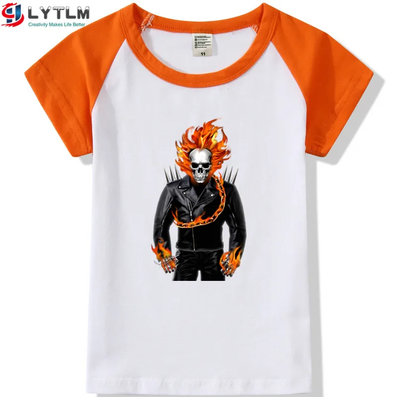 LYTLM призрак велосипедная рубашка Николас Кейдж футболка Super hero для девочек на день рождения, Marvel рубашка Super hero печати футболки для мальчиков рубашки для девочек