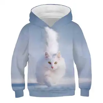 

2020 trend fashion spring and autumn boys and girls hooded casual children's clothing hooded w sweater cartoon cat children baby