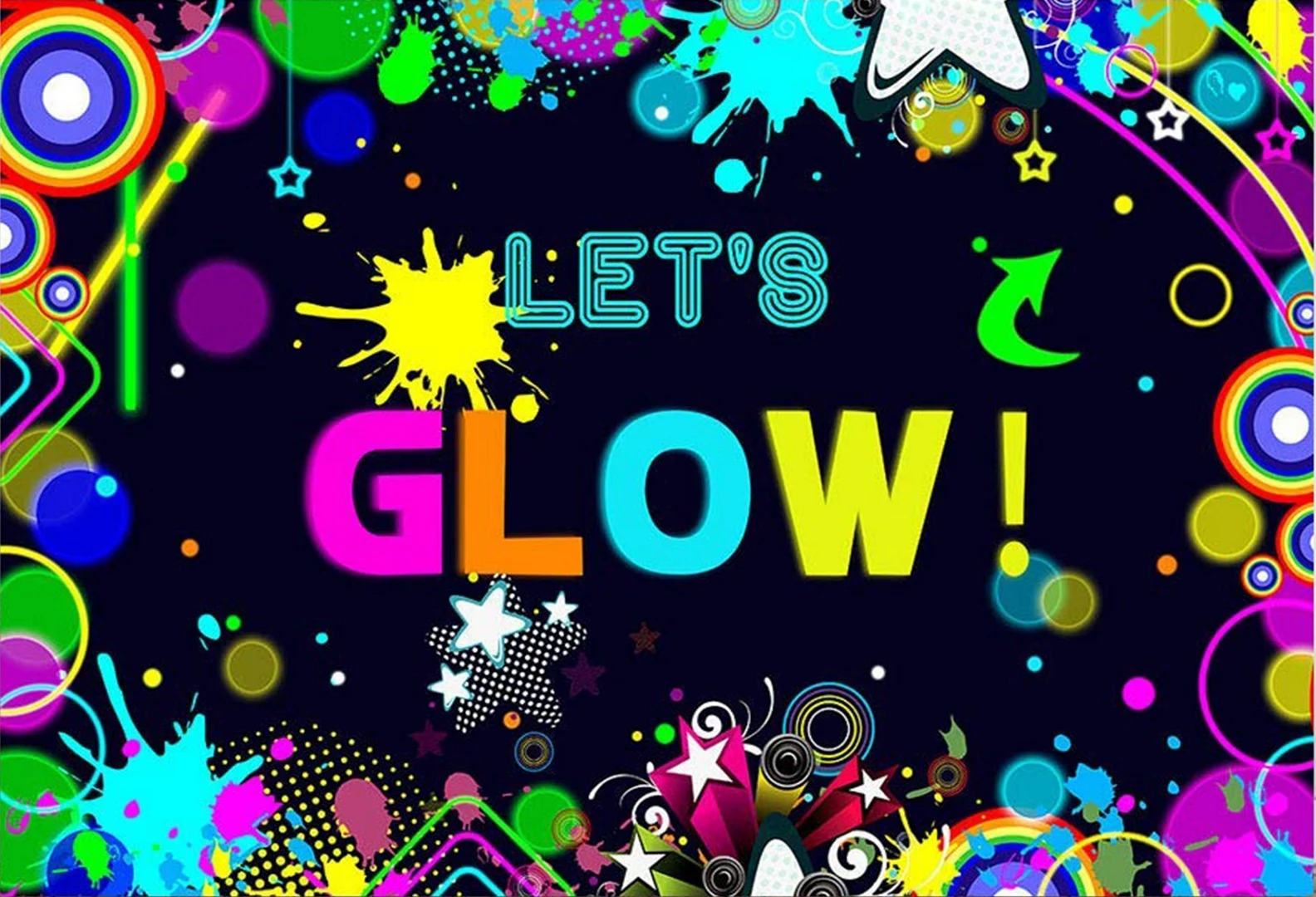 let's glow Backdrops graffiti neon Birthday Party banner teens prom studio photo background table scene setter wall Decorations