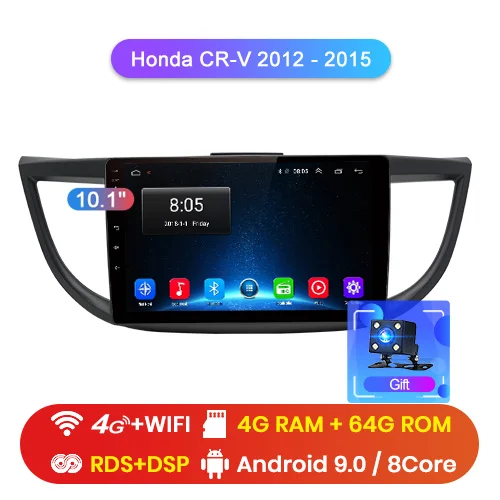Junsun 4G+ 64G Android 9,0 для Honda CR-V CRV 2012 2013 Авто 2 din автомагнитола стерео плеер Bluetooth gps Нет 2din dvd - Цвет: WIFI-4G 4-64GB