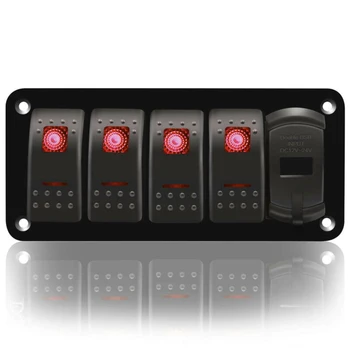

USB Switch Panel For Car Boat Marine RV Truck LED IP67 Aluminum Rocker