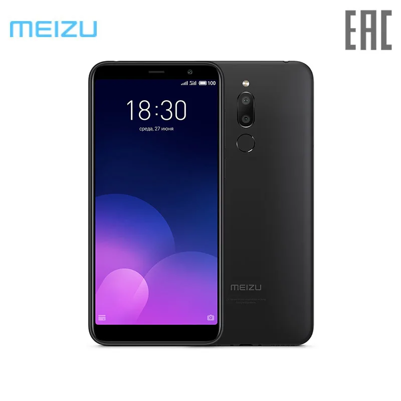 Black Смартфон MEIZU M6T 2ГБ+16ГБ 8-ядерный Android две SIM-карты 3300 мА⋅ч 3G, 4G LTE, Wi-Fi, Bluetooth, GPS, ГЛОНАСС гарантия - Цвет: Black