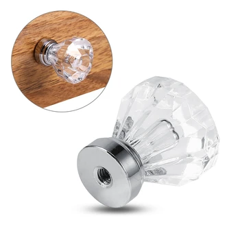 

16PCS/Set 25mmX30mm Brand New High Quality Practical Diamonds Crystal Glass Cabinet Knobs Cupboard Drawer Door Pull Handle