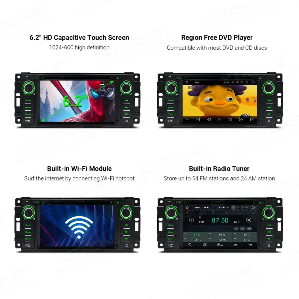 Perfect XTRONS 6.2"Android 9.0 Octa Core 4GB RAM 64GB ROM Car DVD Player Multimedia GPS System TPMS SWC for JEEP for DODGE for Chrysler 2