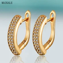 MAIKALE, модные u-образные циркониевые серьги-гвоздики, Cubiz, циркониевые золотые серебряные маленькие серьги-гвоздики для женщин, свадебные серьги, корейские ювелирные изделия