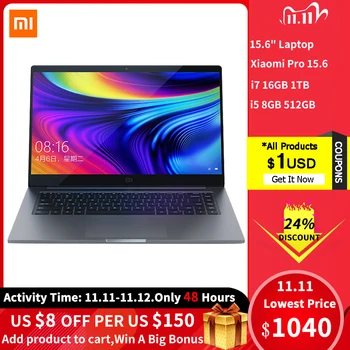 

Xiaomi Mi Pro 15.6 Inch 2020 Edition i7-10510U / i5-10210U 8/16G 512GB/1TB PCle MX350 2GB GDDR5 100% sRGB Notebook Gray