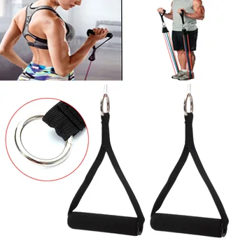 

2PCS Black Rope Cable Attachment Handle Bar Resistance Gym Training Band