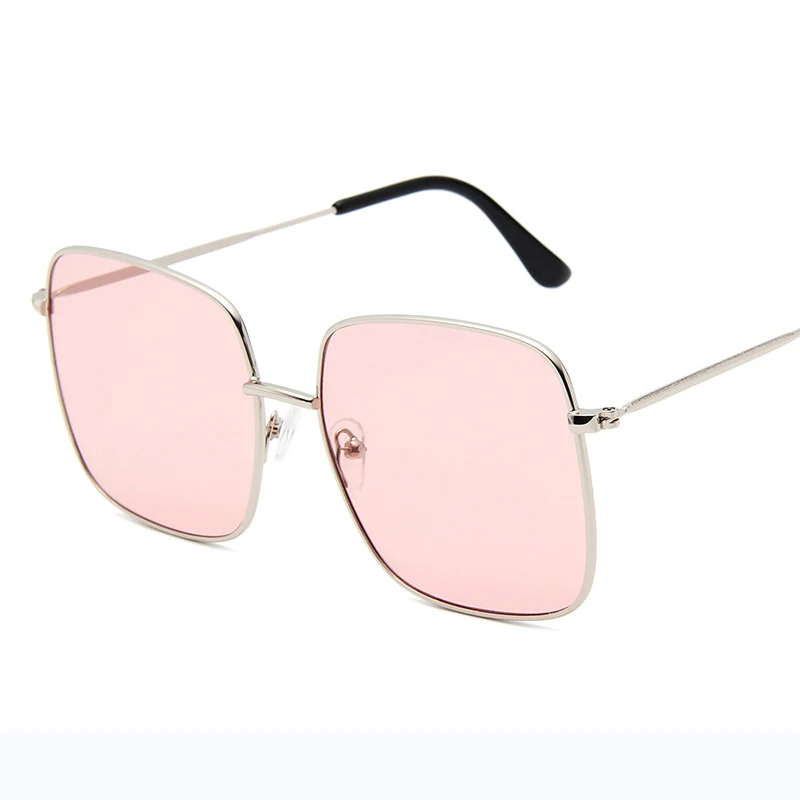 Silver Pink RBRARE, классические квадратные солнцезащитные очки для женщин, фирменный дизайн, Ретро стиль, металлическая большая оправа, солнцезащитные очки для мужчин, винтажные градиентные очки, Feminino - Цвет линз: Silver Pink