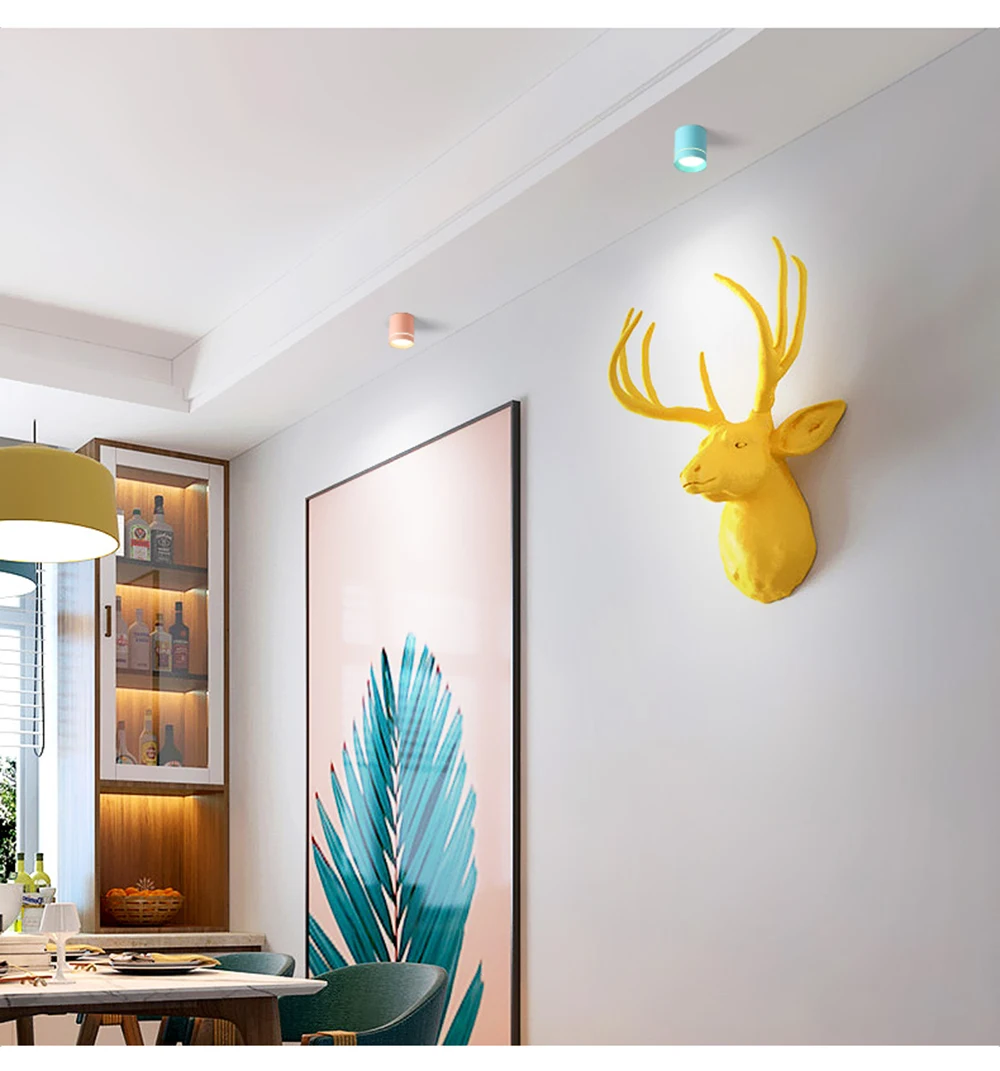 Colorful LED Downlight AC110V 220V Surface Mounted Downlight COB Spotlight 7W 12W 15W Ceiling Decorative Lighting Fixtures