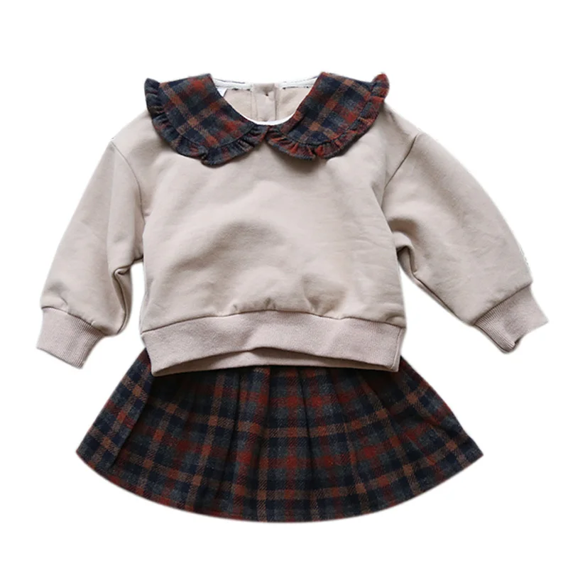 Детская одежда коллекция года, осенне-зимняя одежда для маленьких девочек футболка+ юбка комплект из 2 предметов для девочек, комплекты одежды детская одежда