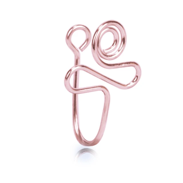 Fake Nose Piercing Ring Nose Cuff And Stud Jewelry Cooper Curve Shape Nose Clip Non Piercing Nose Ring Clip Ear Clip 3-rosegold