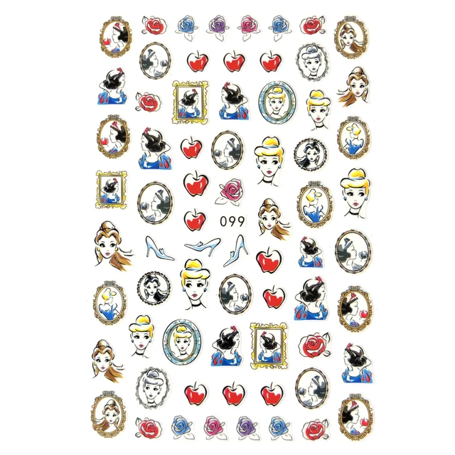 1PCS Disney Cartoon Anime Collection Star Design Nail Sticker Mickey Mouse Donald Duck Lion King Mermaid Stitch Nail Slider EB099