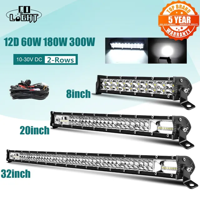 CO LIGHT Super Slim 12D 8 20 32 LED Bar Spot Flood Beam LED Light Bar for Tractor Boat Offroad 4WD 4 4 Trucks SUV ATV 12V 24V