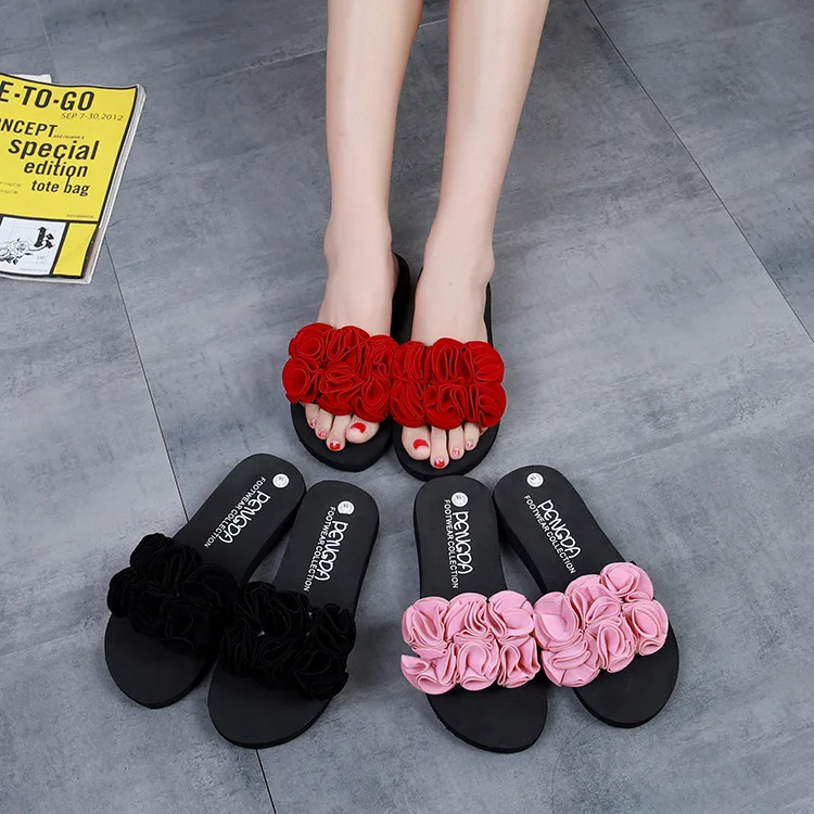 

Women Bow Summer Sandals Slippers Flip-flops Beach S