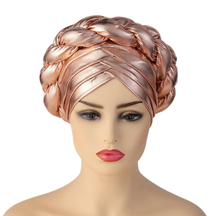 2021 New african braid turbans for Women auto gele headties nigerian female turban caps cross ready to wear head wrap bonnet african outfits Africa Clothing