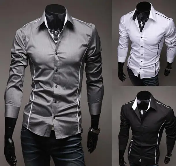 Весна осень хлопок Slim Fit платье рубашка мужская с длинным рукавом Повседневные черные белые серые рубашки однотонные мужские рубашки XXXL