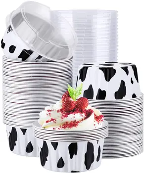 

100pcs Cupcake Paper Cup Oilproof Cupcake with Lids Liner Baking Cup Tray Case Party Cheesecake Pudding Muffin Wrapper Paper