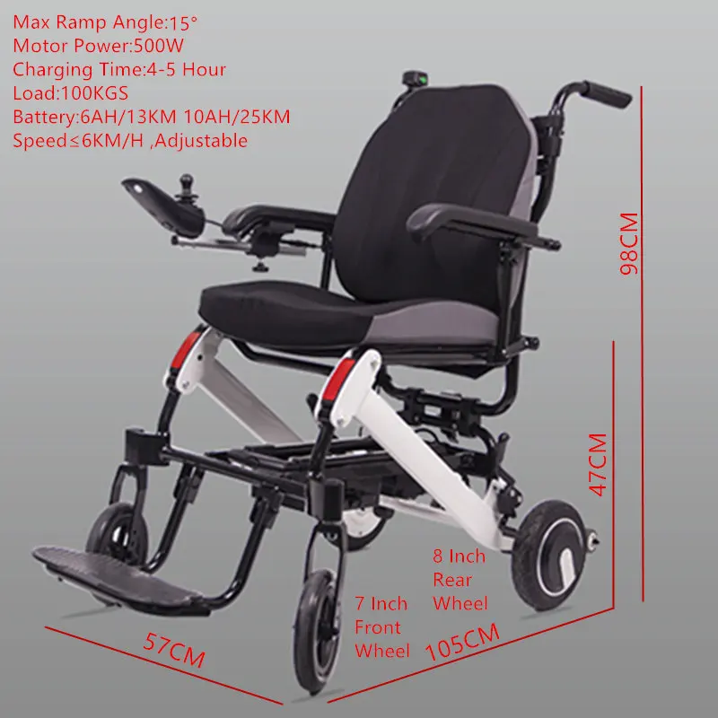 JayCreer 16 8 кг Boardable складной PowerWheelchair литийбатарея 6AH Voyage10 15KM нагрузка 100 Motor500W колесо
