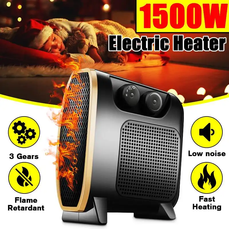 1500W AdjustableThermostat Electric Heater Portable Air Warmer Energy Saving Air Blower Fan for Winter Indoor Heating Camping