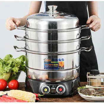 

220V Electric Steamer Multi-functional Household Large-capacity Steamer Multi-layer Commercial Kitchen Steamer