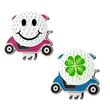 

PINMEI Golf Cart Hat Clips Ball Mark Sets Embossied Cap Clips and Golf Markers Pack of 2 Golf Aids Sets for Children/Lady Golfer