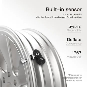 

TPMS Solartire pressure monitoring syste four sensorsLCD colorscreenreal-time display auto tire pressure automatic alarm system