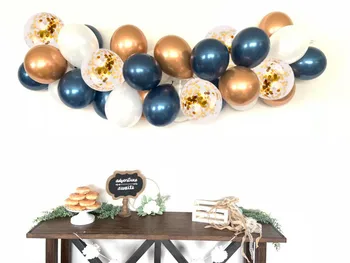 

40pcs Copper Chrome Balloons Garland White Gold Confetti Navy Blue Balloon for Birthday Baby Shower Wedding Party Globos Decor