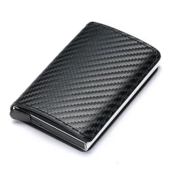 2021 Credit Card Holder Wallet Men Women RFID Aluminium Box Vintage Crazy Horse PU Leather Bank Cardholder Case